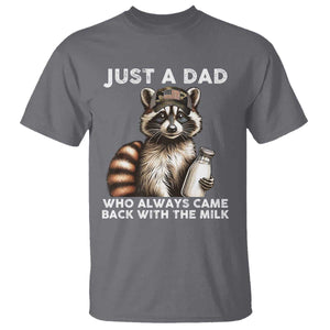 Just A Dad Who Always Came Back With The Milk T Shirt Retro Raccoon Camo Fathers Day TS10 Charcoal Print Your Wear