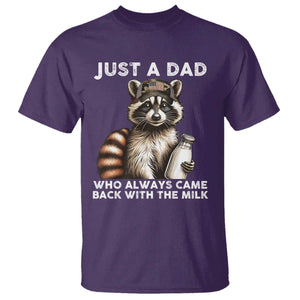 Just A Dad Who Always Came Back With The Milk T Shirt Retro Raccoon Camo Fathers Day TS10 Purple Print Your Wear