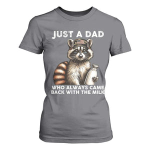 Just A Dad Who Always Came Back With The Milk T Shirt For Women Retro Raccoon Camo Fathers Day TS10 Charcoal Print Your Wear