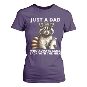 Just A Dad Who Always Came Back With The Milk T Shirt For Women Retro Raccoon Camo Fathers Day TS10 Purple Print Your Wear