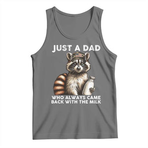 Just A Dad Who Always Came Back With The Milk Tank Top Retro Raccoon Camo Fathers Day TS10 Black Heather Print Your Wear