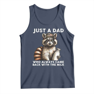 Just A Dad Who Always Came Back With The Milk Tank Top Retro Raccoon Camo Fathers Day TS10 Navy Print Your Wear