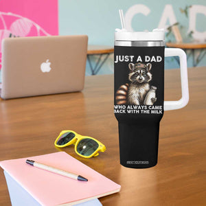 Just A Dad Who Always Came Back With The Milk Tumbler With Handle Retro Raccoon Camo Fathers Day TS10 Print Your Wear