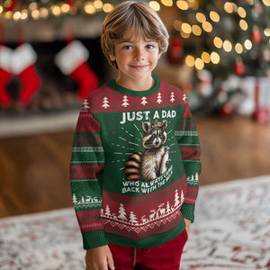 Just A Dad Who Always Came Back With The Milk Knit Sweatshirt Retro Raccoon Camo Fathers Day TS10 Christmas Print Your Wear