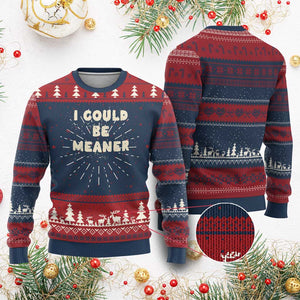 I Could Be Meaner Knit Sweatshirt Vintage Retro Funny Apparel Meme TS10 Burgundy Print Your Wear