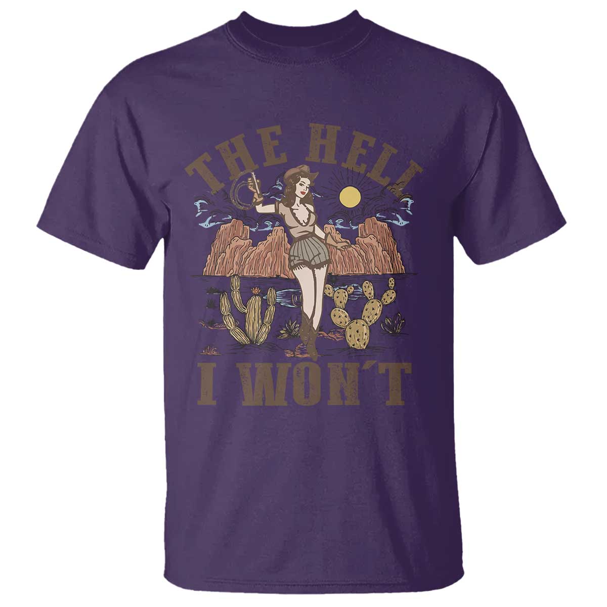Funny Western Cowgirl T Shirt Retro Country The Hell I Won't TS10 Purple Print Your Wear