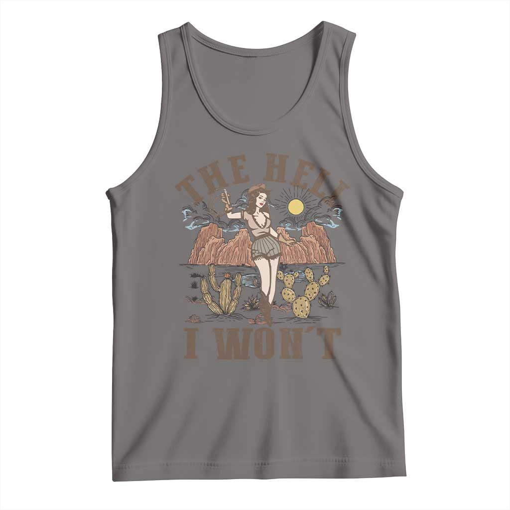 Funny Western Cowgirl Tank Top Retro Country The Hell I Won't TS10 Deep Heather Print Your Wear