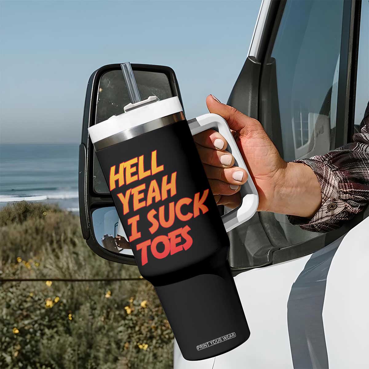 Hell Yeah I Suck Toes Tumbler With Handle Funny Foot Fetish Sucking Toes Dirty Joke TS10 Print Your Wear