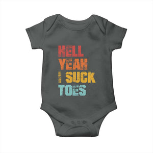 Funny Inappropriate Embarrassing Baby Onesie Funny Foot Fetish Sucking Toes Cringe Offensive Humor TS10 Dark Heather Print Your Wear