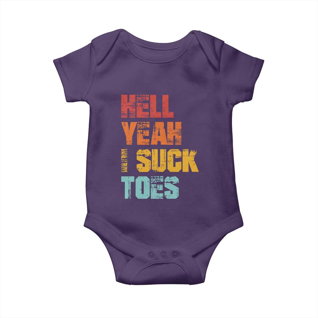 Funny Inappropriate Embarrassing Baby Onesie Funny Foot Fetish Sucking Toes Cringe Offensive Humor TS10 Purple Print Your Wear