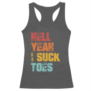 Funny Inappropriate Embarrassing Racerback Tank Top Funny Foot Fetish Sucking Toes Cringe Offensive Humor TS10 Dark Heather Print Your Wear