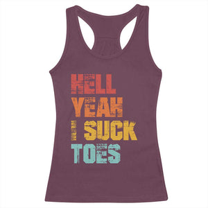Funny Inappropriate Embarrassing Racerback Tank Top Funny Foot Fetish Sucking Toes Cringe Offensive Humor TS10 Maroon Print Your Wear