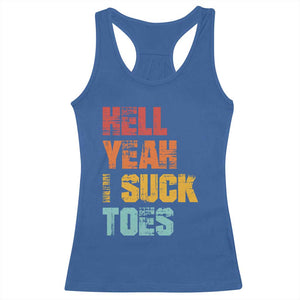 Funny Inappropriate Embarrassing Racerback Tank Top Funny Foot Fetish Sucking Toes Cringe Offensive Humor TS10 Royal Blue Print Your Wear