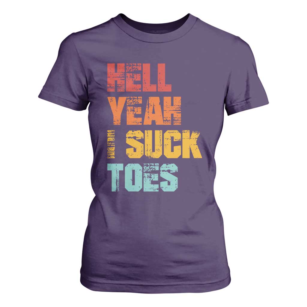 Funny Inappropriate Embarrassing T Shirt For Women Funny Foot Fetish Sucking Toes Cringe Offensive Humor TS10 Purple Print Your Wear