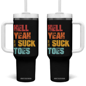 Funny Inappropriate Embarrassing Tumbler With Handle Funny Foot Fetish Sucking Toes Cringe Offensive Humor TS10 One Size: 40 oz Black Print Your Wear