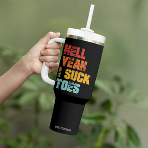 Funny Inappropriate Embarrassing Tumbler With Handle Funny Foot Fetish Sucking Toes Cringe Offensive Humor TS10 Print Your Wear