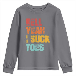 Funny Inappropriate Embarrassing Youth Sweatshirt Funny Foot Fetish Sucking Toes Cringe Offensive Humor TS10 Charcoal Print Your Wear