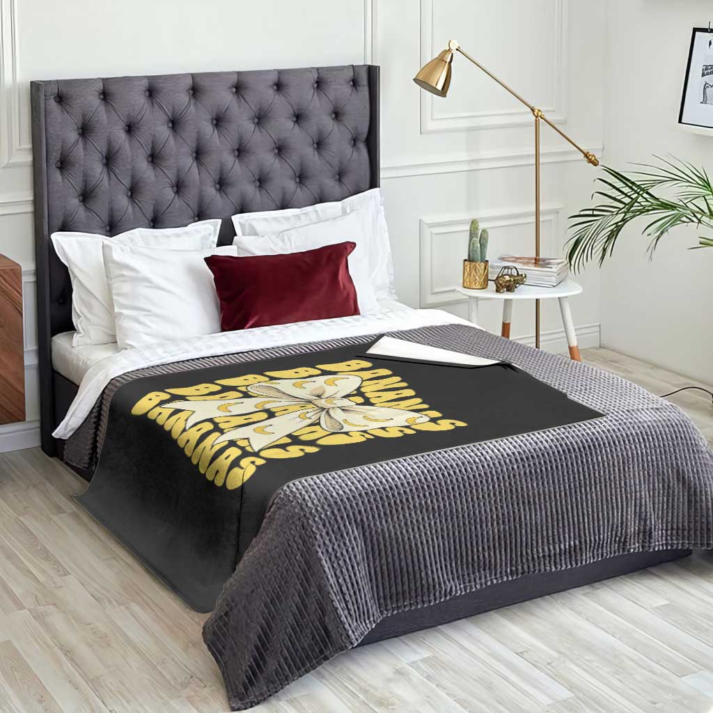 Bananas Coquette Bow Throw Blanket Retro Banana Lovers Women Girls Kids TS10 Print Your Wear