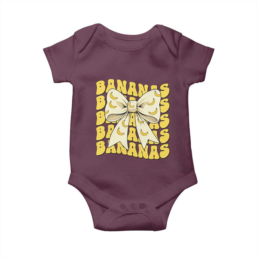 Bananas Coquette Bow Baby Onesie Retro Banana Lovers Women Girls Kids TS10 Maroon Print Your Wear