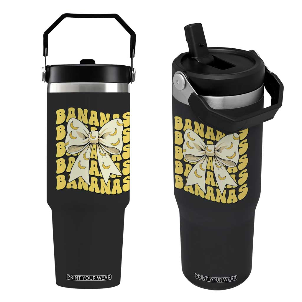 Bananas Coquette Bow Flip Straw Tumbler Retro Banana Lovers Women Girls Kids TS10 One Size: 30 oz Black Print Your Wear