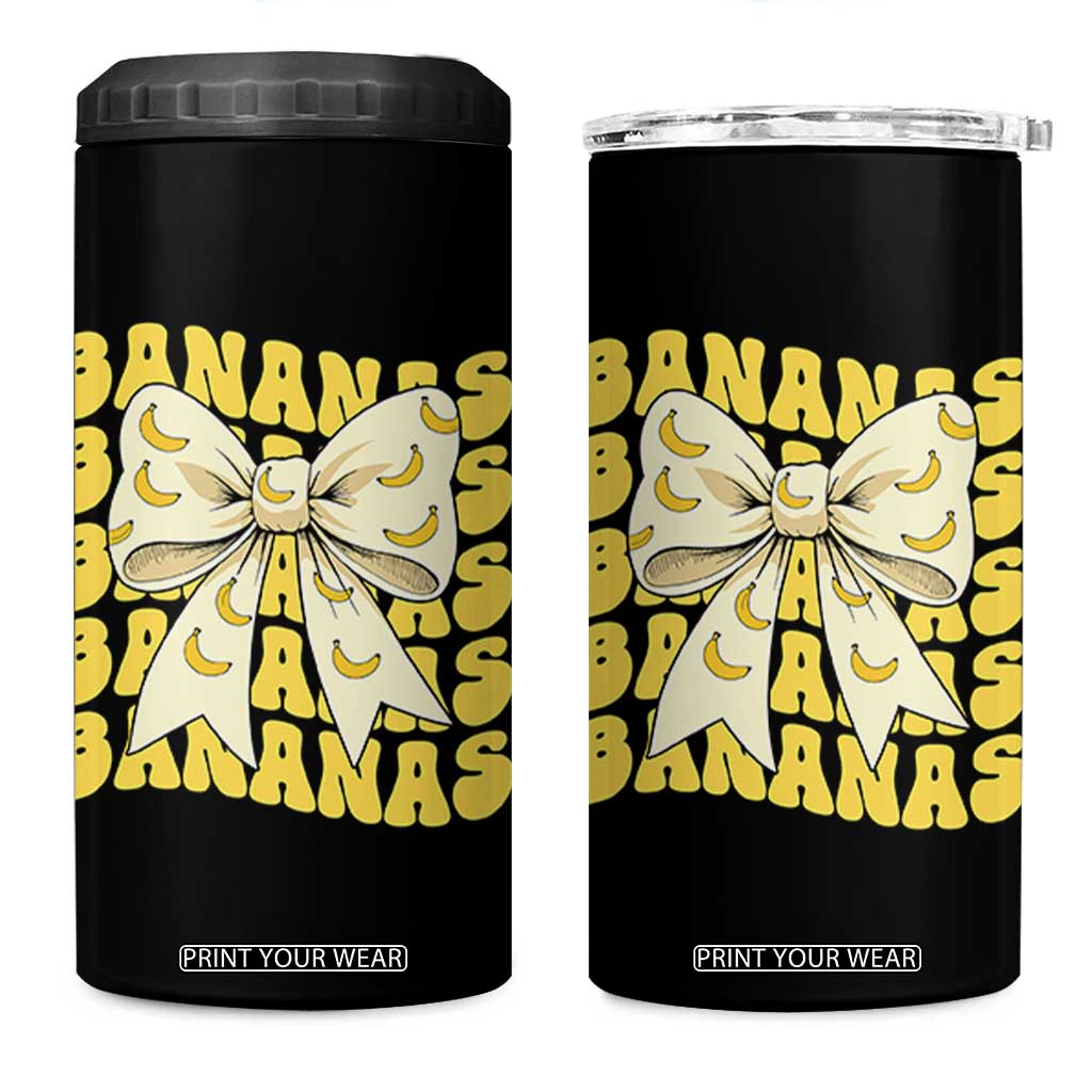 Bananas Coquette Bow 4 in 1 Can Cooler Tumbler Retro Banana Lovers Women Girls Kids TS10 One Size: 16 oz Black Print Your Wear