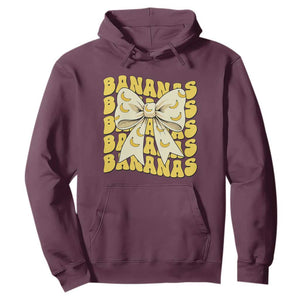 Bananas Coquette Bow Hoodie Retro Banana Lovers Women Girls Kids TS10 Maroon Print Your Wear