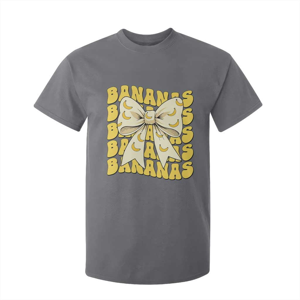 Bananas Coquette Bow T Shirt For Kid Retro Banana Lovers Women Girls Kids TS10 Charcoal Print Your Wear