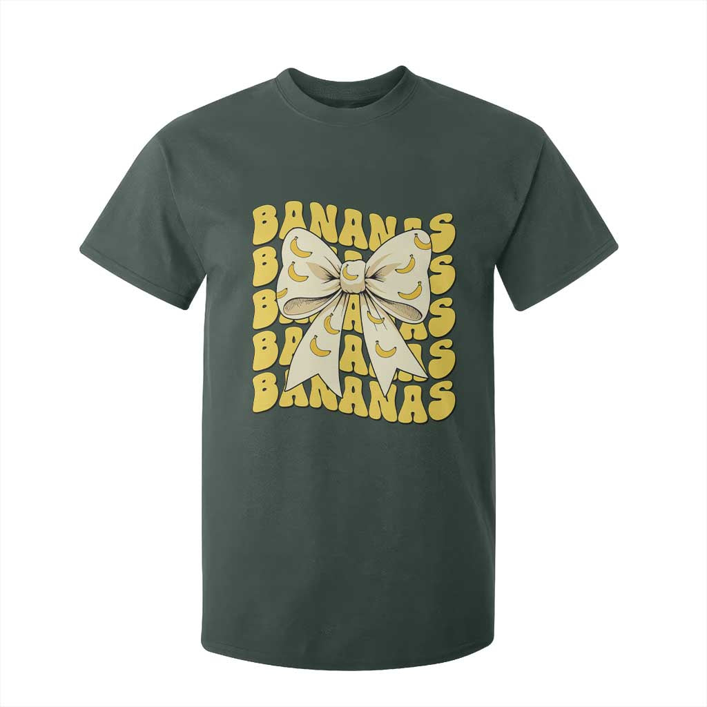Bananas Coquette Bow T Shirt For Kid Retro Banana Lovers Women Girls Kids TS10 Dark Forest Green Print Your Wear