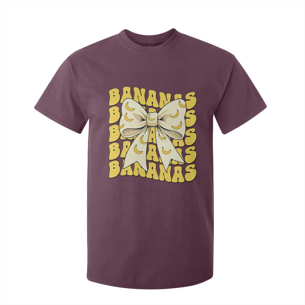 Bananas Coquette Bow T Shirt For Kid Retro Banana Lovers Women Girls Kids TS10 Maroon Print Your Wear