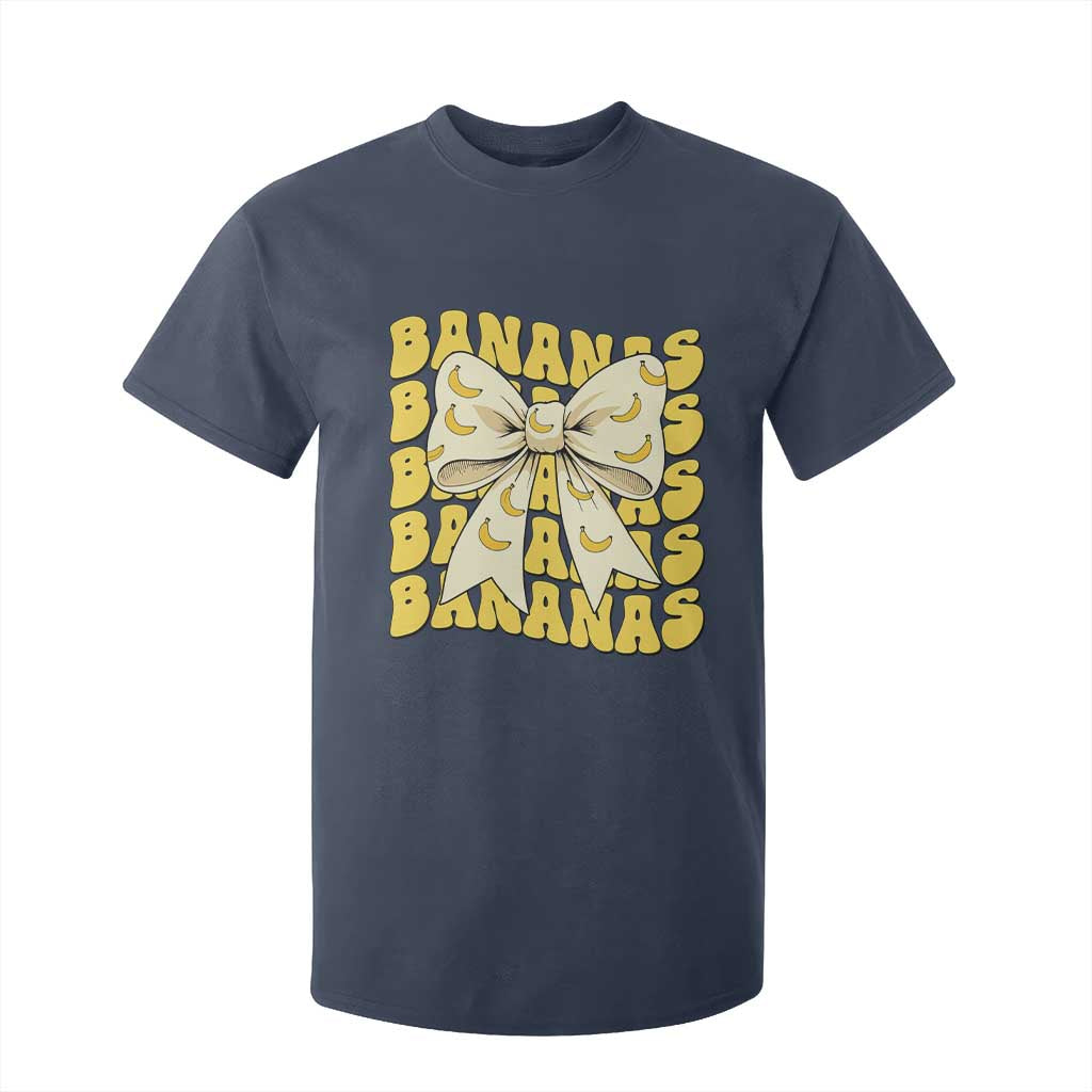 Bananas Coquette Bow T Shirt For Kid Retro Banana Lovers Women Girls Kids TS10 Navy Print Your Wear