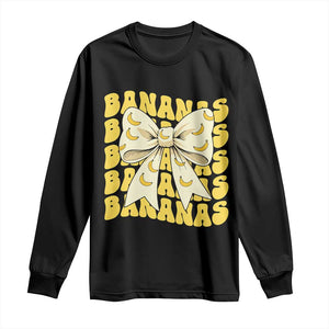 Bananas Coquette Bow Long Sleeve Shirt Retro Banana Lovers Women Girls Kids TS10 Black Print Your Wear