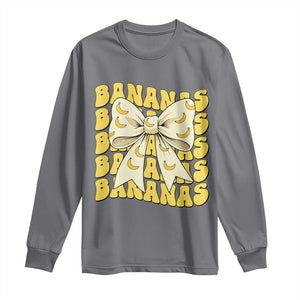 Bananas Coquette Bow Long Sleeve Shirt Retro Banana Lovers Women Girls Kids TS10 Charcoal Print Your Wear