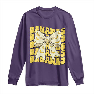 Bananas Coquette Bow Long Sleeve Shirt Retro Banana Lovers Women Girls Kids TS10 Purple Print Your Wear
