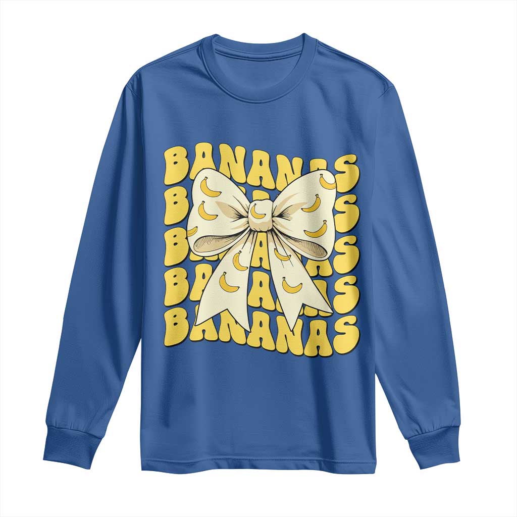 Bananas Coquette Bow Long Sleeve Shirt Retro Banana Lovers Women Girls Kids TS10 Royal Blue Print Your Wear