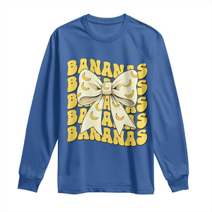 Bananas Coquette Bow Long Sleeve Shirt Retro Banana Lovers Women Girls Kids TS10 Royal Blue Print Your Wear