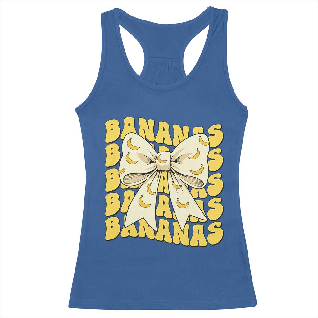 Bananas Coquette Bow Racerback Tank Top Retro Banana Lovers Women Girls Kids TS10 Royal Blue Print Your Wear
