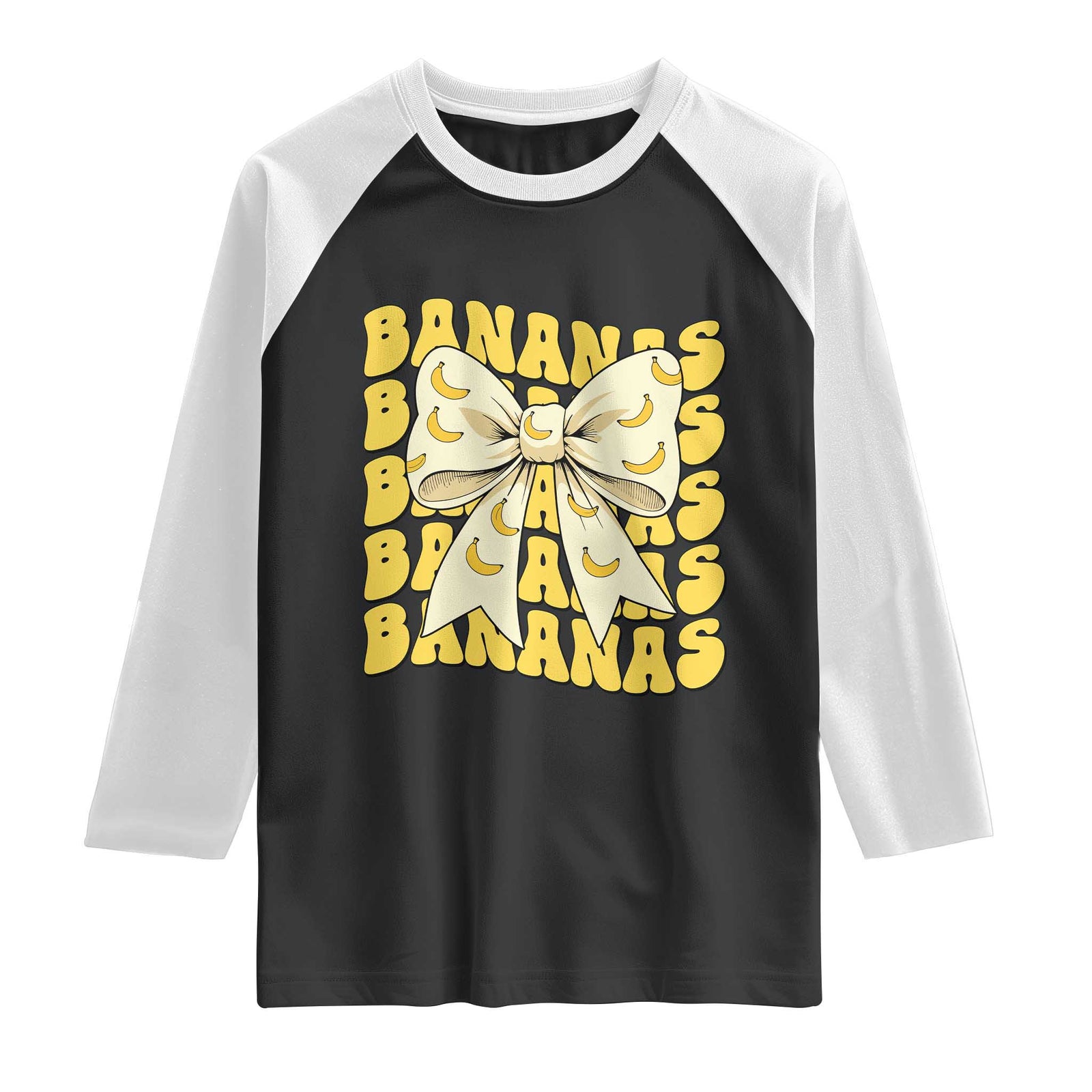 Bananas Coquette Bow Raglan Shirt Retro Banana Lovers Women Girls Kids TS10 Black White Print Your Wear