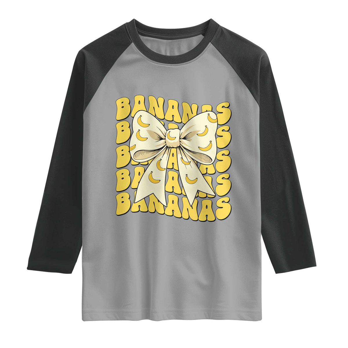 Bananas Coquette Bow Raglan Shirt Retro Banana Lovers Women Girls Kids TS10 Sport Gray Black Print Your Wear