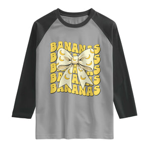Bananas Coquette Bow Raglan Shirt Retro Banana Lovers Women Girls Kids TS10 Sport Gray Black Print Your Wear