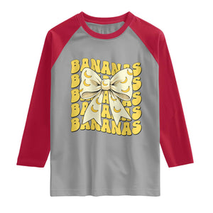 Bananas Coquette Bow Raglan Shirt Retro Banana Lovers Women Girls Kids TS10 Sport Gray Red Print Your Wear