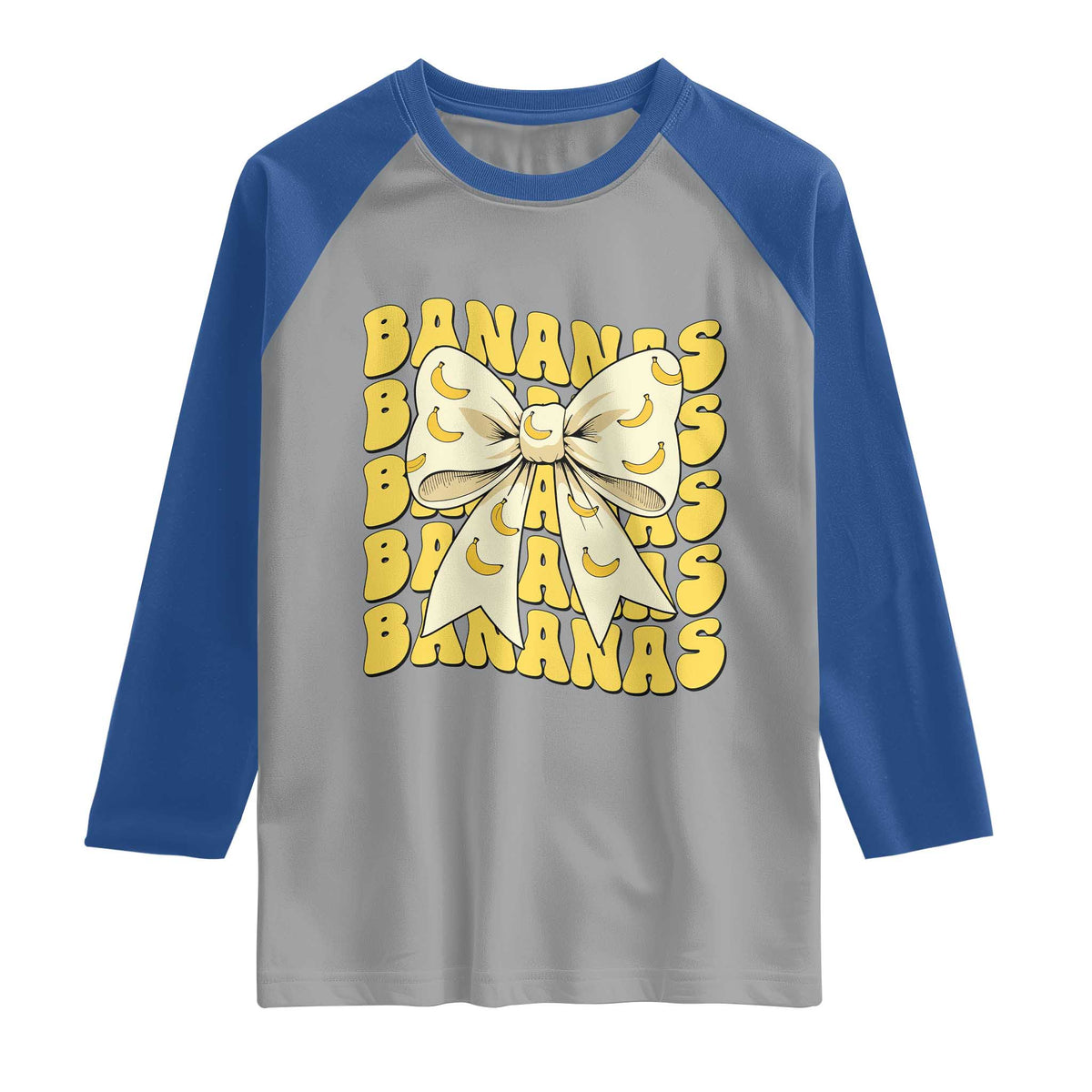 Bananas Coquette Bow Raglan Shirt Retro Banana Lovers Women Girls Kids TS10 Sport Gray Royal Print Your Wear