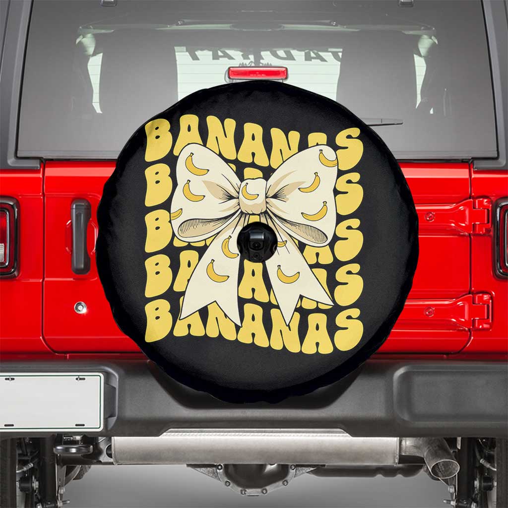 Bananas Coquette Bow Spare Tire Cover Retro Banana Lovers Women Girls Kids TS10 Black Print Your Wear