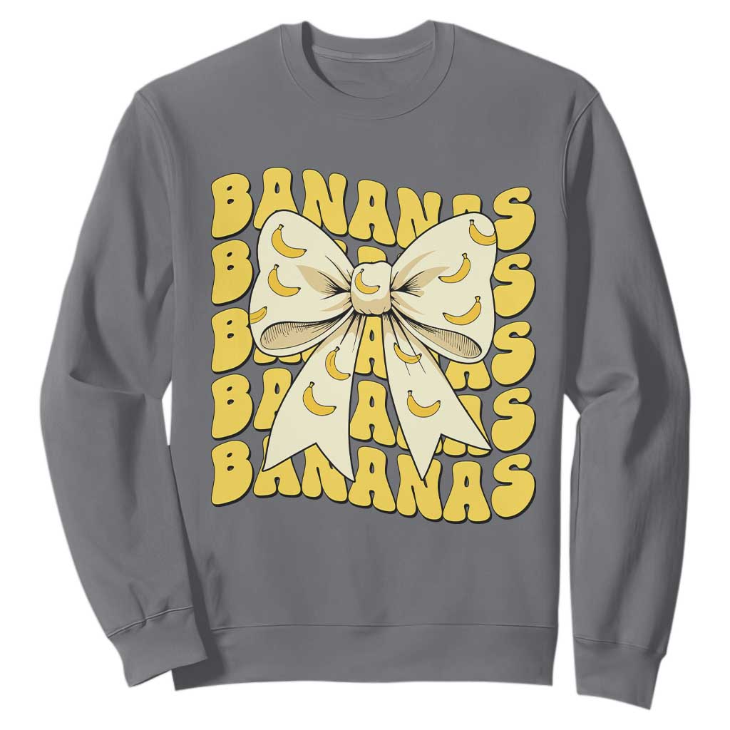 Bananas Coquette Bow Sweatshirt Retro Banana Lovers Women Girls Kids TS10 Charcoal Print Your Wear