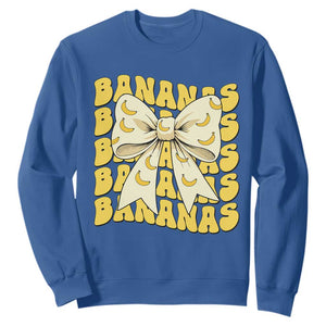 Bananas Coquette Bow Sweatshirt Retro Banana Lovers Women Girls Kids TS10 Royal Blue Print Your Wear