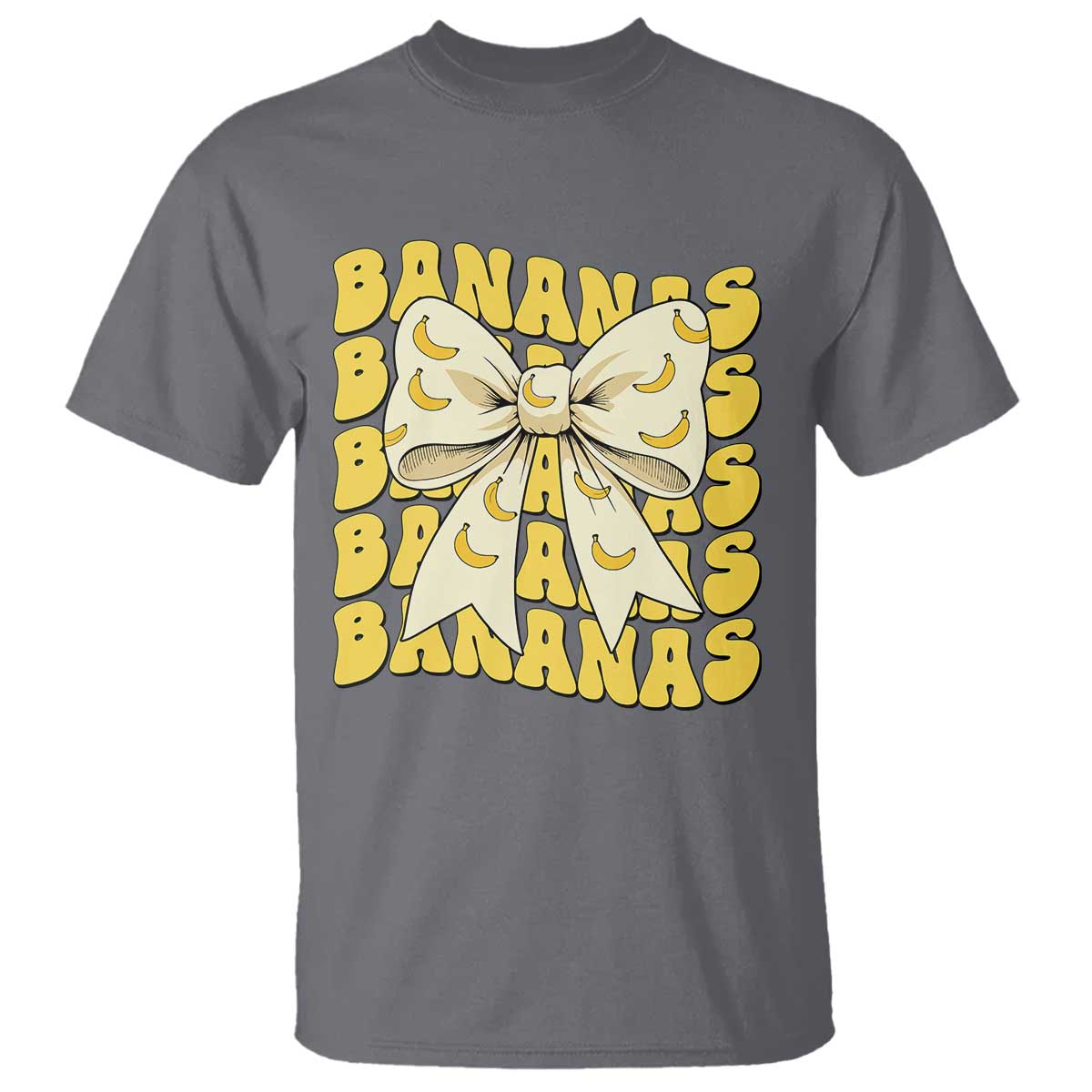 Bananas Coquette Bow T Shirt Retro Banana Lovers Women Girls Kids TS10 Charcoal Print Your Wear