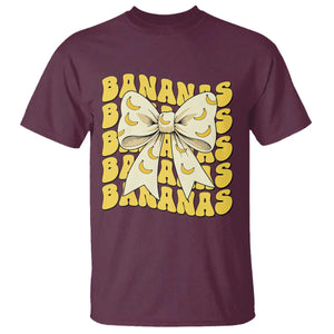 Bananas Coquette Bow T Shirt Retro Banana Lovers Women Girls Kids TS10 Maroon Print Your Wear