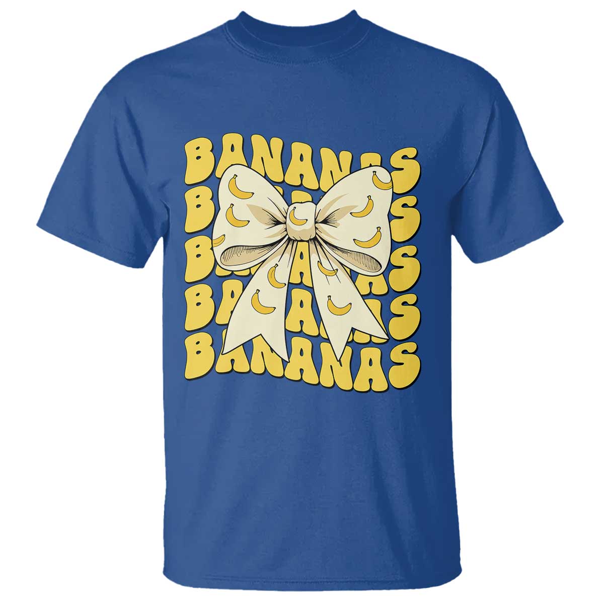 Bananas Coquette Bow T Shirt Retro Banana Lovers Women Girls Kids TS10 Royal Blue Print Your Wear