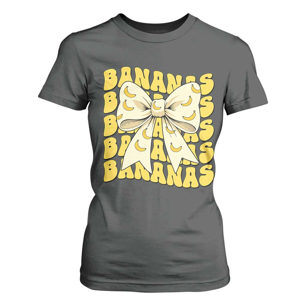 Bananas Coquette Bow T Shirt For Women Retro Banana Lovers Women Girls Kids TS10 Dark Heather Print Your Wear