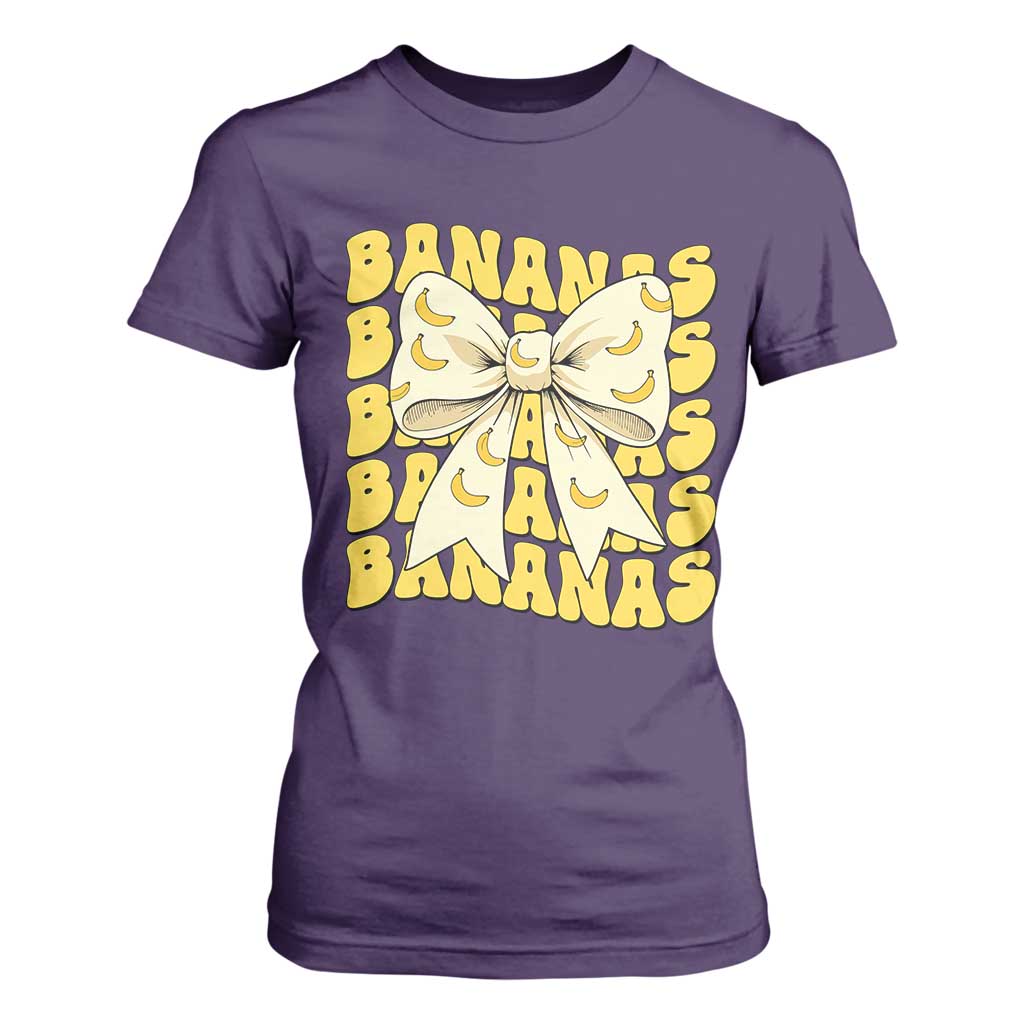 Bananas Coquette Bow T Shirt For Women Retro Banana Lovers Women Girls Kids TS10 Purple Print Your Wear
