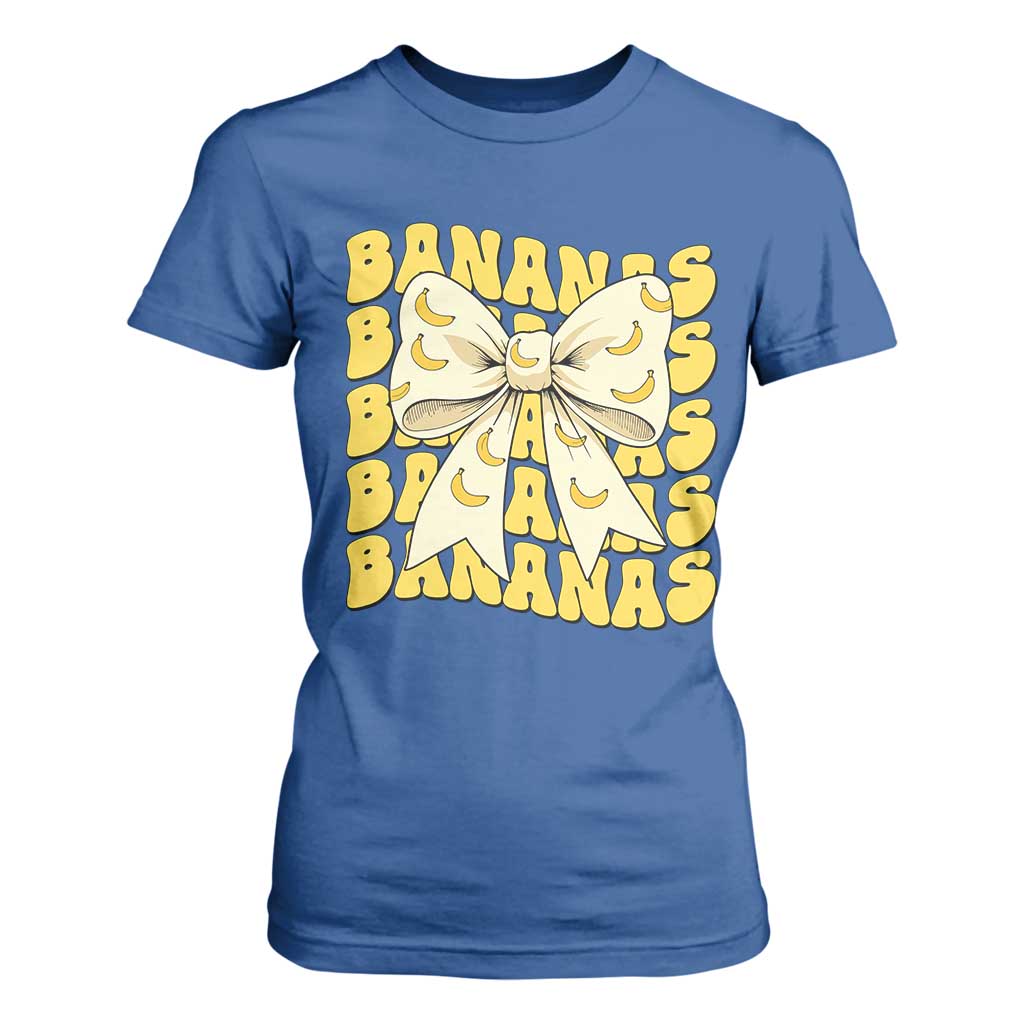 Bananas Coquette Bow T Shirt For Women Retro Banana Lovers Women Girls Kids TS10 Royal Blue Print Your Wear